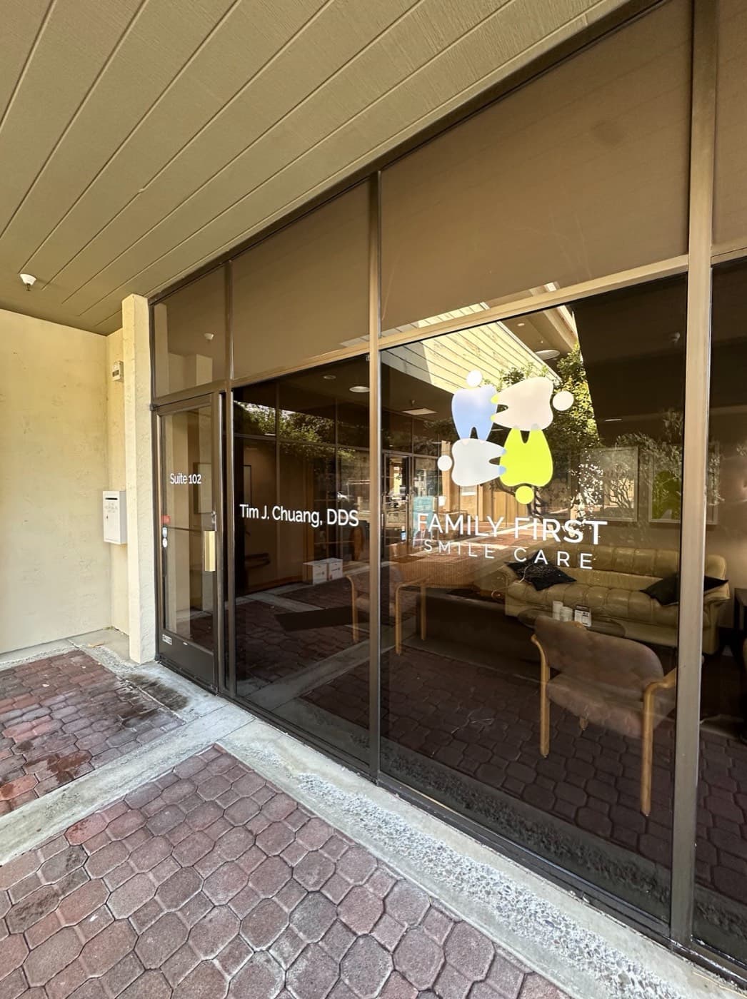 Family First Smile Care welcoming front entrance with practice branding