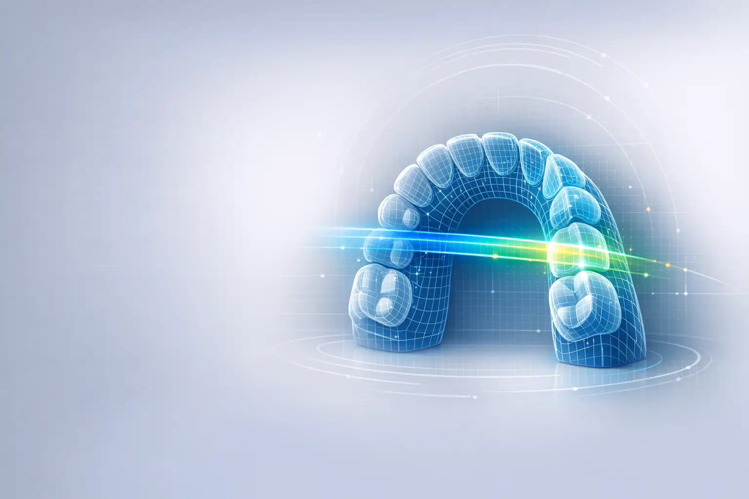 Digital dental scan illustration (3D wireframe)